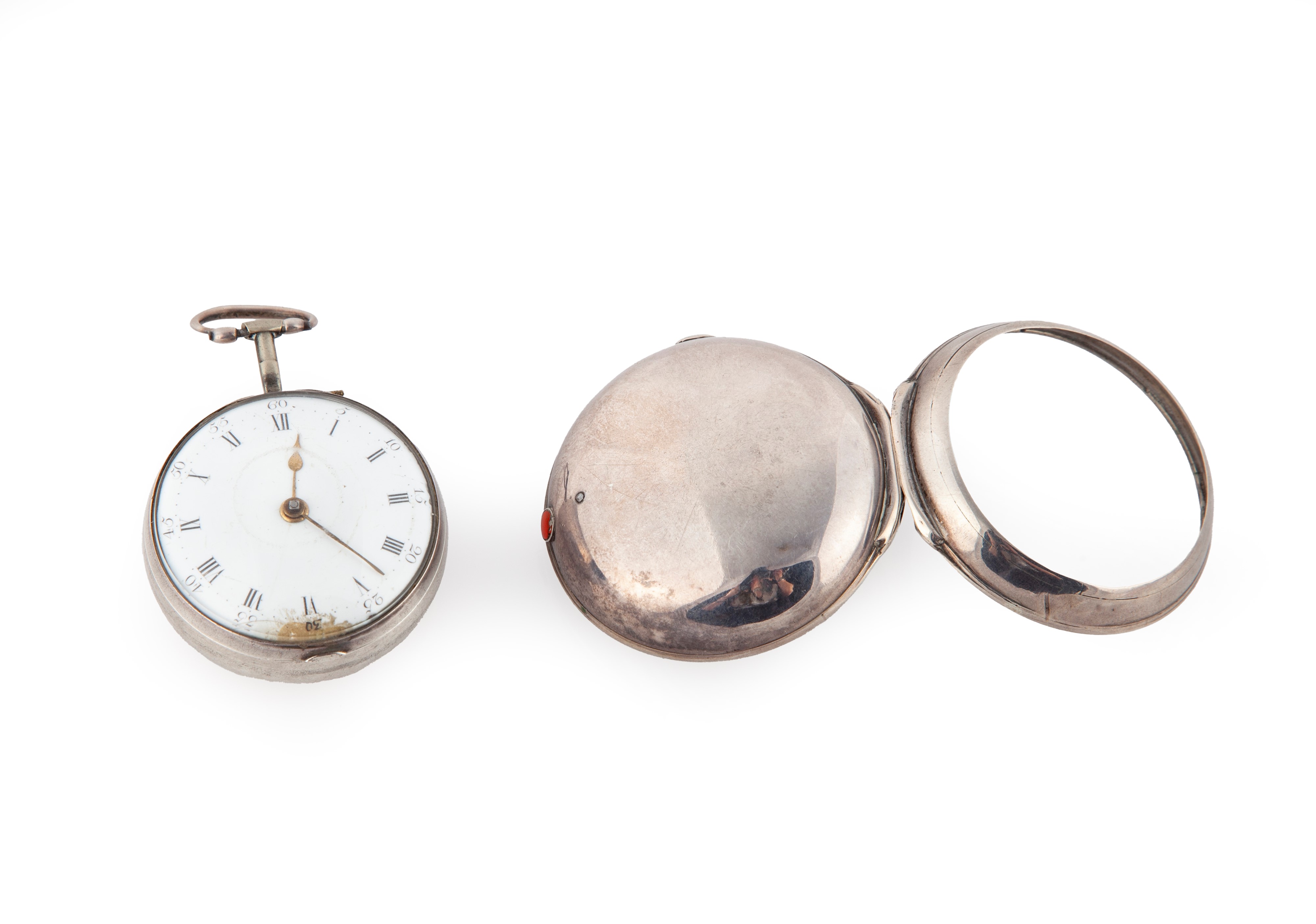 Andrew Dunlop London - Orologio da Tasca a Doppia Cassa in Argento 1770/80 Ca. Scappamento a Verg...