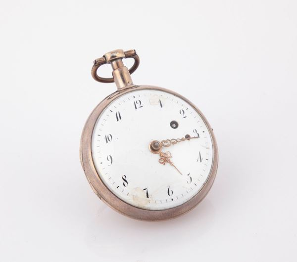 F.cs Le Loutre a Paris - Orologio da tasca in argento a ripetizione ore e quarti a toc 1790-1800 ca. Scappamento a verga con carica a chiavetta. Quadrante in smalto. Firmato sulla piastra in ottone dorato.