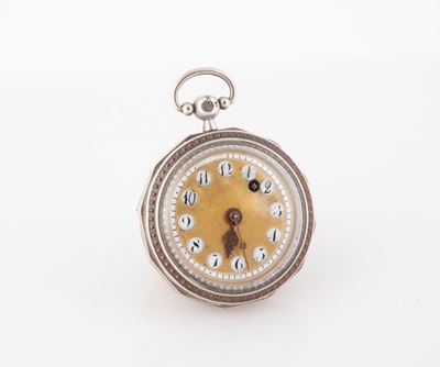 Anonimo Francese - Orologio da Tasca in Argento 1820-1830 Ca. con Carica a Chiavetta. Quadrante i...