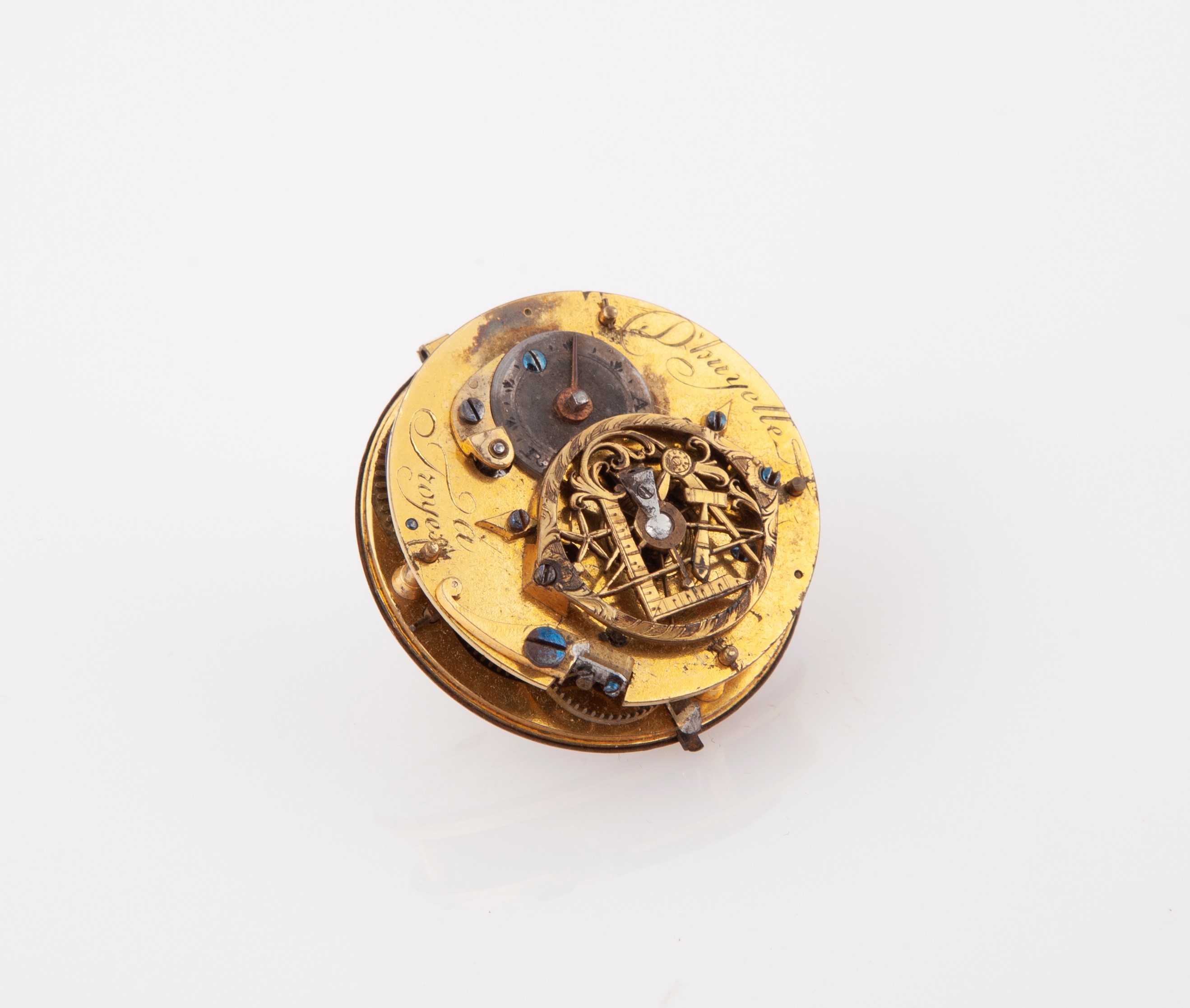 Dhuyelle a Troyes - Meccanismo con scappamento a verga di un orologio da tasca con carica a chiav...