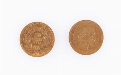 Lotto 2 Monete da 10 Franchi Napoleone III 1856 e 1858 Francia - Parigi