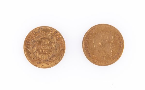 Lotto 2 monete da 10 franchi Napoleone III 1856 e 1858 Francia - Parigi