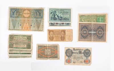Lotto di Cartamoneta: 1.000 Corone 1902 Austria-ungheria Soprastampate Deutschosterreich 1919; 5 ...
