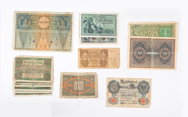 Lotto di Cartamoneta: 1.000 Corone 1902 Austria-ungheria Soprastampate Deutschosterreich 1919; 5 ...