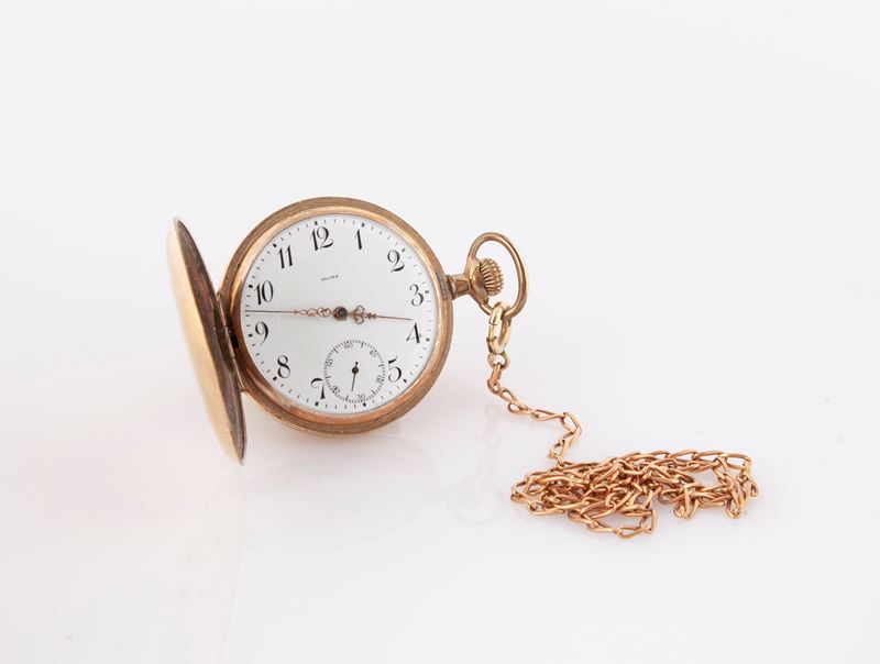 Globe - Orologio da Tasca Remontoir da Uomo Savonette in Metallo Dorato con Catena