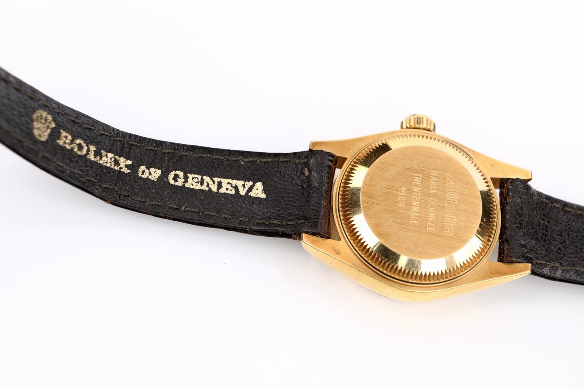 Rolex Date Just Donna in Oro, Cinturino in Pelle, Vetro Zaffiro