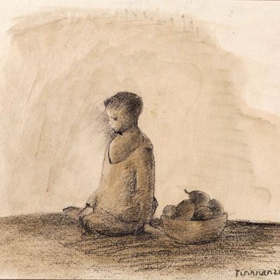Bambino con Cesto di Frutta