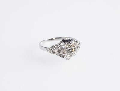 Anello Decò in Oro e Diamante Centrale