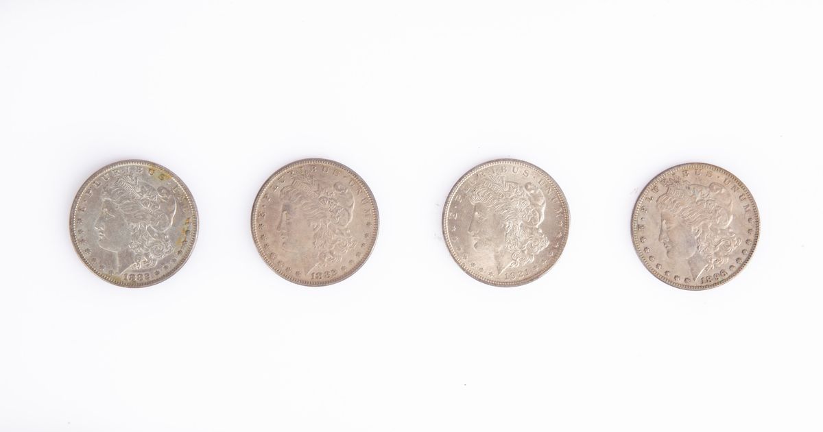 Lotto 4 Monete da 1 Dollaro "eagle" 1882 (2), 1896 e 1921 Usa