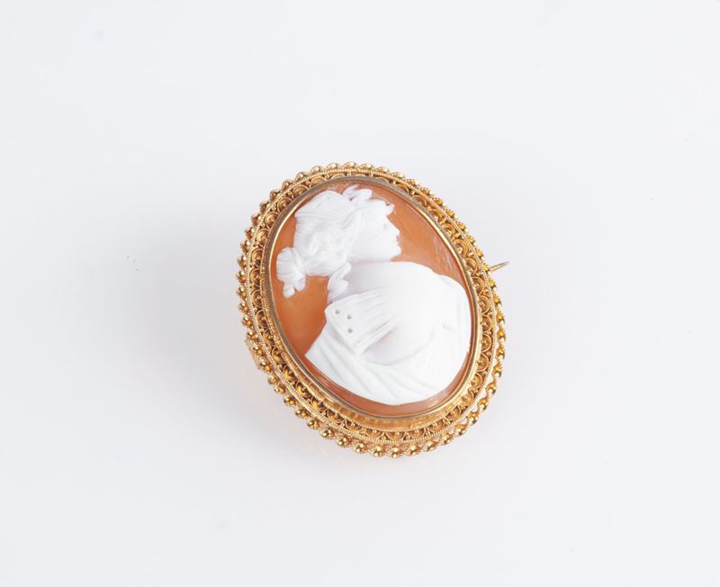 Spilla in Oro e Cammeo, Fine XIX Secolo