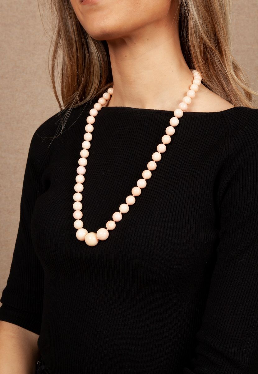 Collana di Corallo Rosa a Sfere e Oro