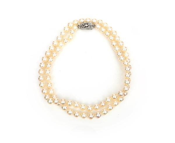 Collana di perle, oro e brillanti