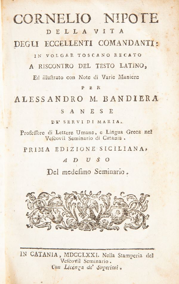 Cornelio Nipote - Della vita degli eccellenti comandanti in volgar toscano recato [...] per Alessandro M. Bandiera Sanese