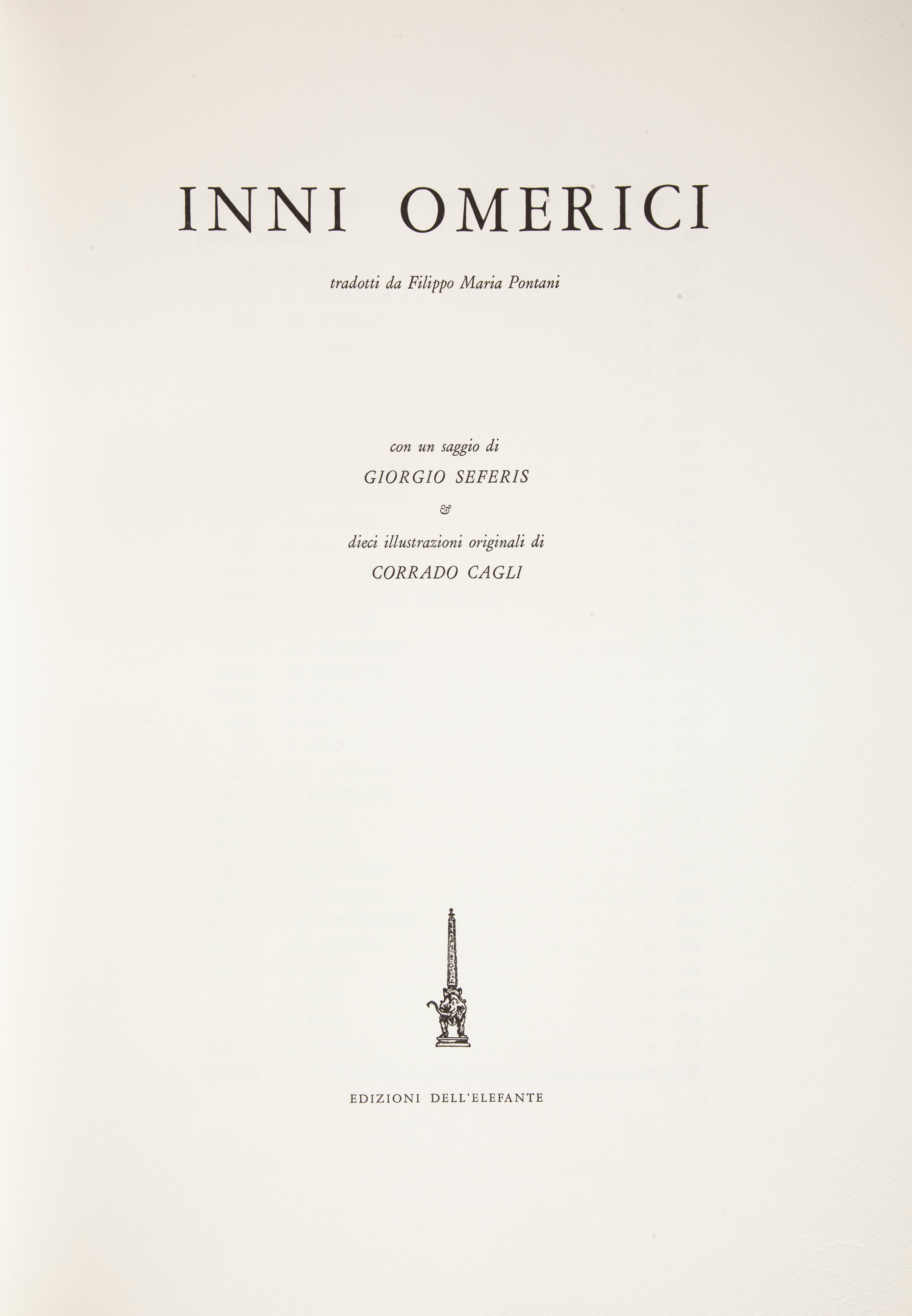 Inni Omerici con 10 Illustrazioni Originali di Corrado Cagli