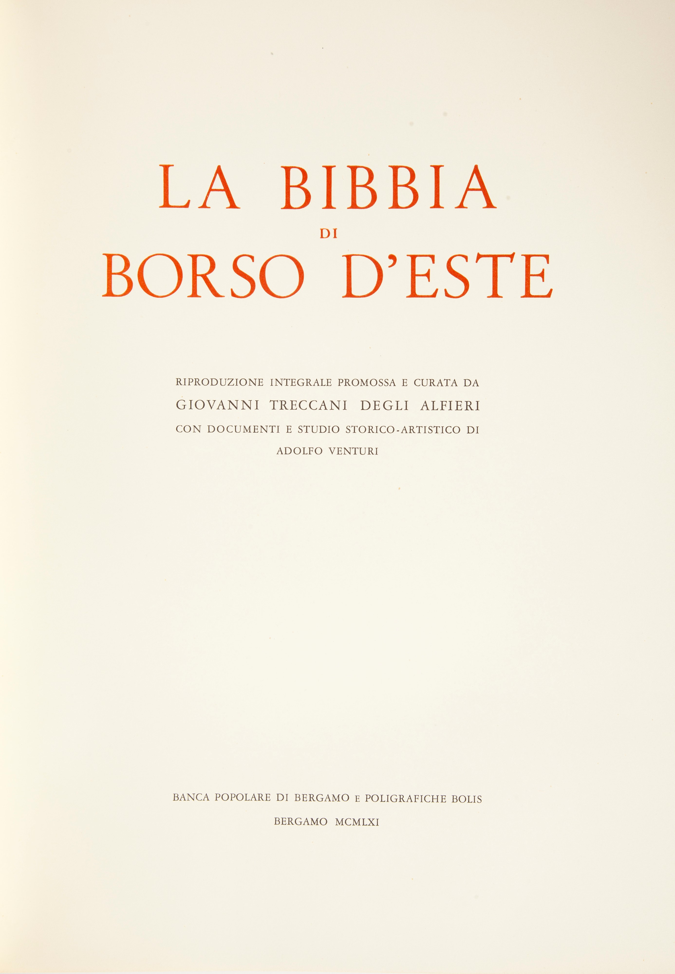 La Bibbia di Borso D'este. a Cura di Giovanni Treccani