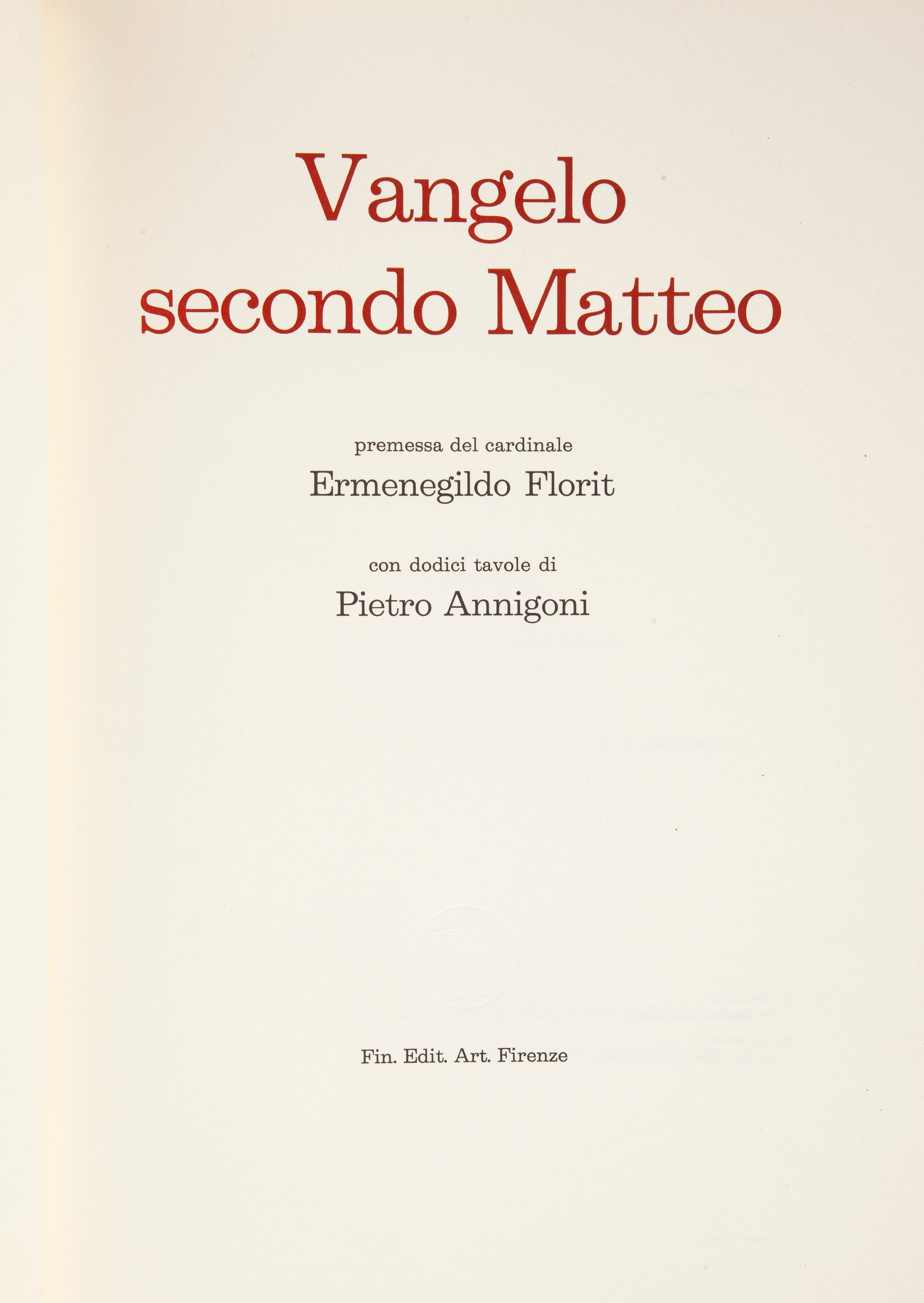 Vangelo Secondo Matteo con 12 Tavole di Pietro Annigoni
