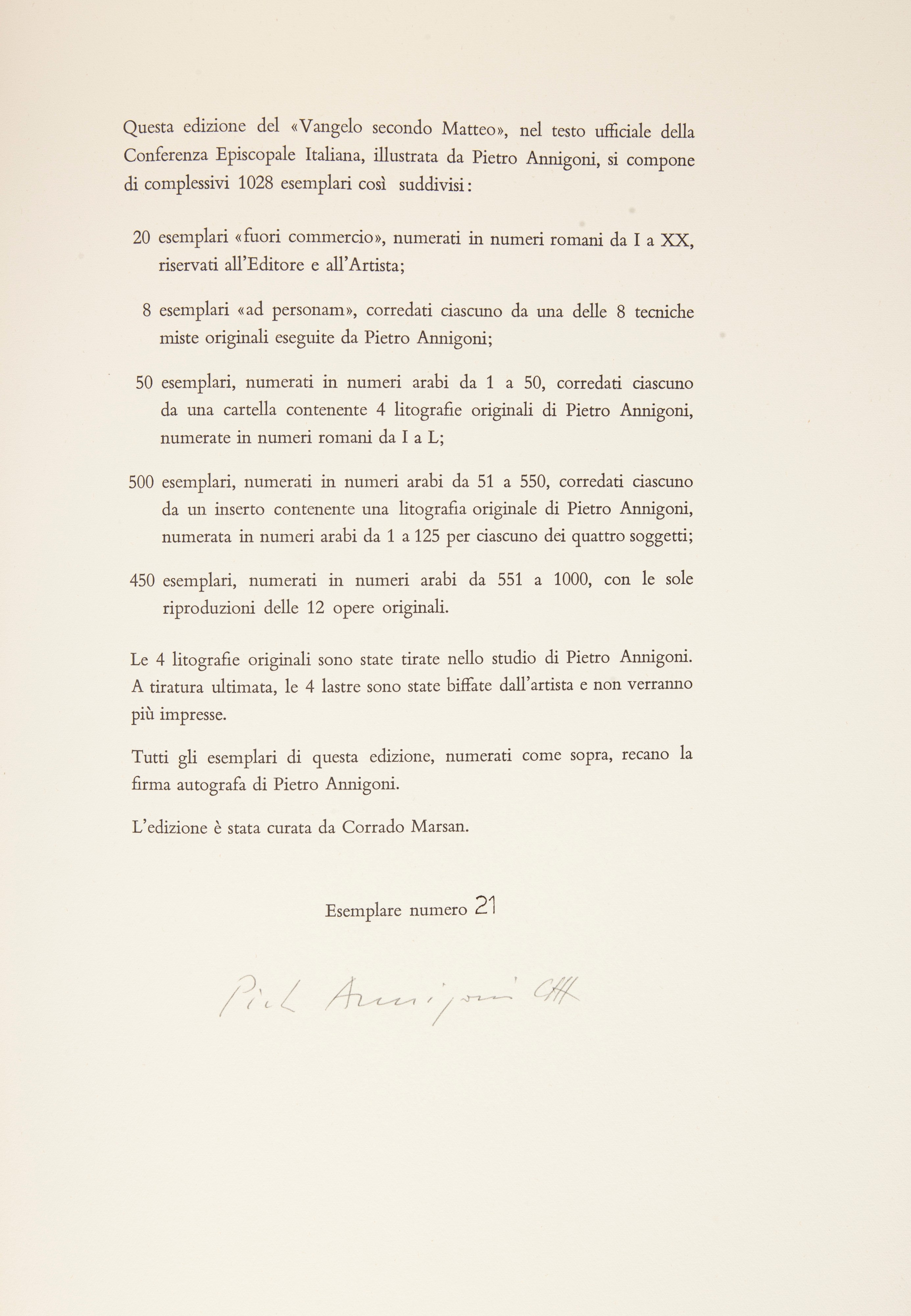 Vangelo Secondo Matteo con 12 Tavole di Pietro Annigoni