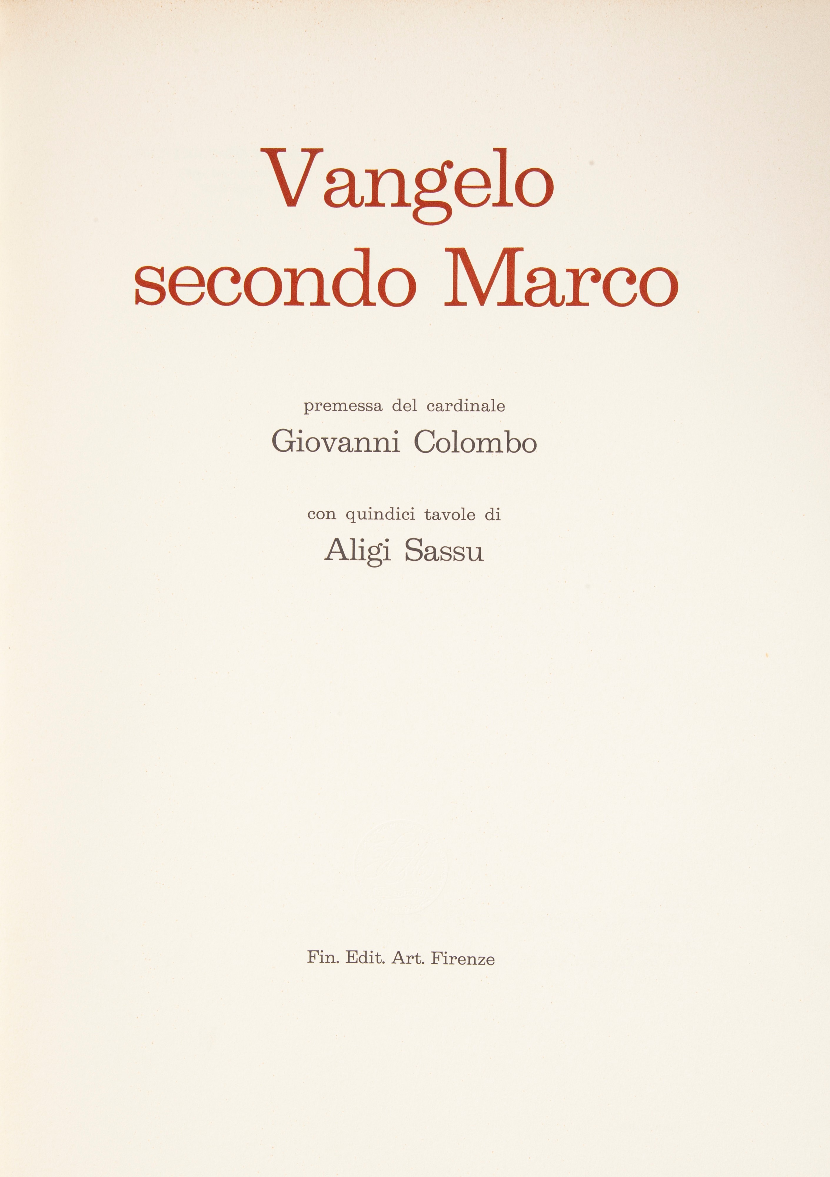 Vangelo Secondo Marco con 15 Tavole di Aligi Sassu