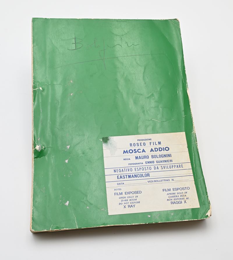 Sceneggiatura originale di "Mosca addio". Copia con note di regia autografe di Mauro Bolognini, r...