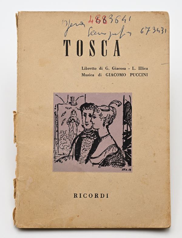Tosca. Libretto d'opera di Giuseppe Giacosa. Musica di Giacomo Puccini. Copia con note di regia autografe di Mauro Bolognini, regista dell'omonima Opera rappresentata al Teatro dell'Opera di Roma nella stagione 1971-2