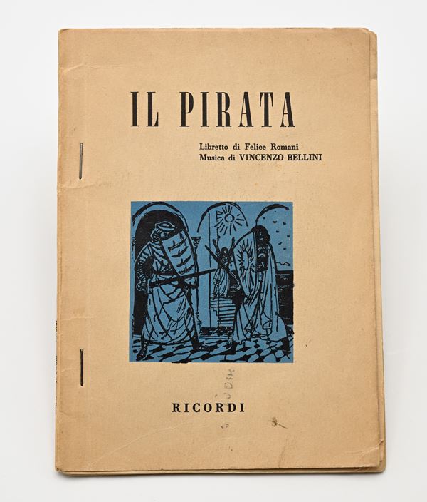 Il pirata. Il libretto di Felice Romani. Musica di Vincenzo Bellini. Copia con note di regia autografe di Mauro Bolognini, regista dell'omonima Opera rappresentata al Teatro Comunale di Firenze nel 1967
