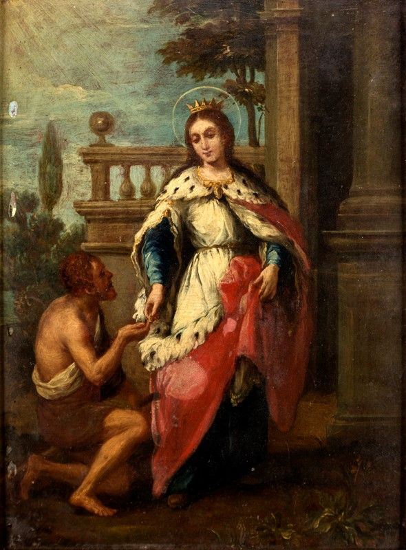 Pittore della fine del  XVIII secolo - L&#39;ELEMOSINA DI SANTA ISABELLA D&#39;ARAGONA