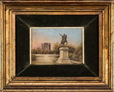 Veduta di Giardino con Monumento Equestre