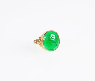 Anello in Oro e Pasta Vitrea Antica Incisa