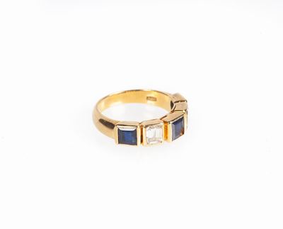 Anello in Oro, Diamanti e Zaffiri