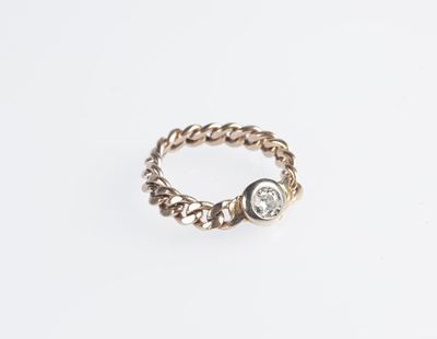 Anello a Maglia Groumette in Oro e Brillante