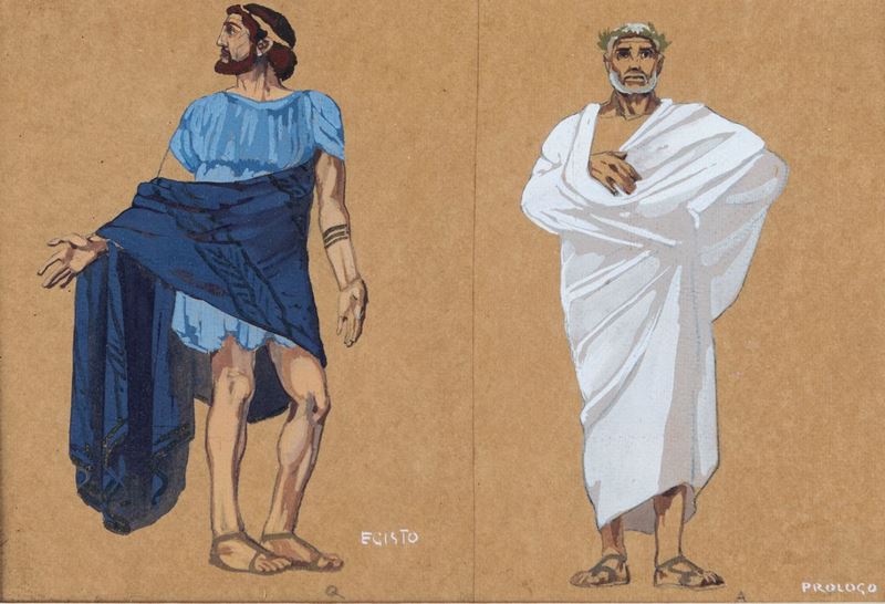 Duilio Cambellotti - Prologo e Egisto - Studio per L'opera Cassandra di V. Gnecchi