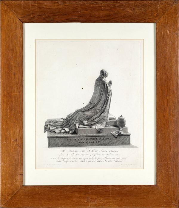 Pietro Fontana - Papa Pio VI in preghiera, scultura di Antonio Canova. Da un disegno di Giovanni Tognoli (1786 - 1862)