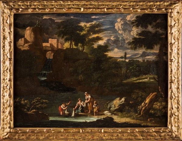 Antonio Tavella - PAESAGGIO CON LAVANDAIE