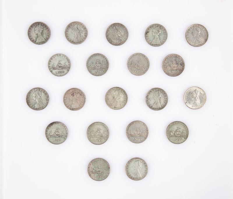 Lotto 20 Monete da 500 Lire Repubblica Italiana Caravelle