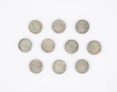 Lotto 10 Monete da 500 Lire Repubblica Italiana Centenario 1861/1961