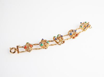 Bracciale Mascheroni in Oro Smalti e Pietre