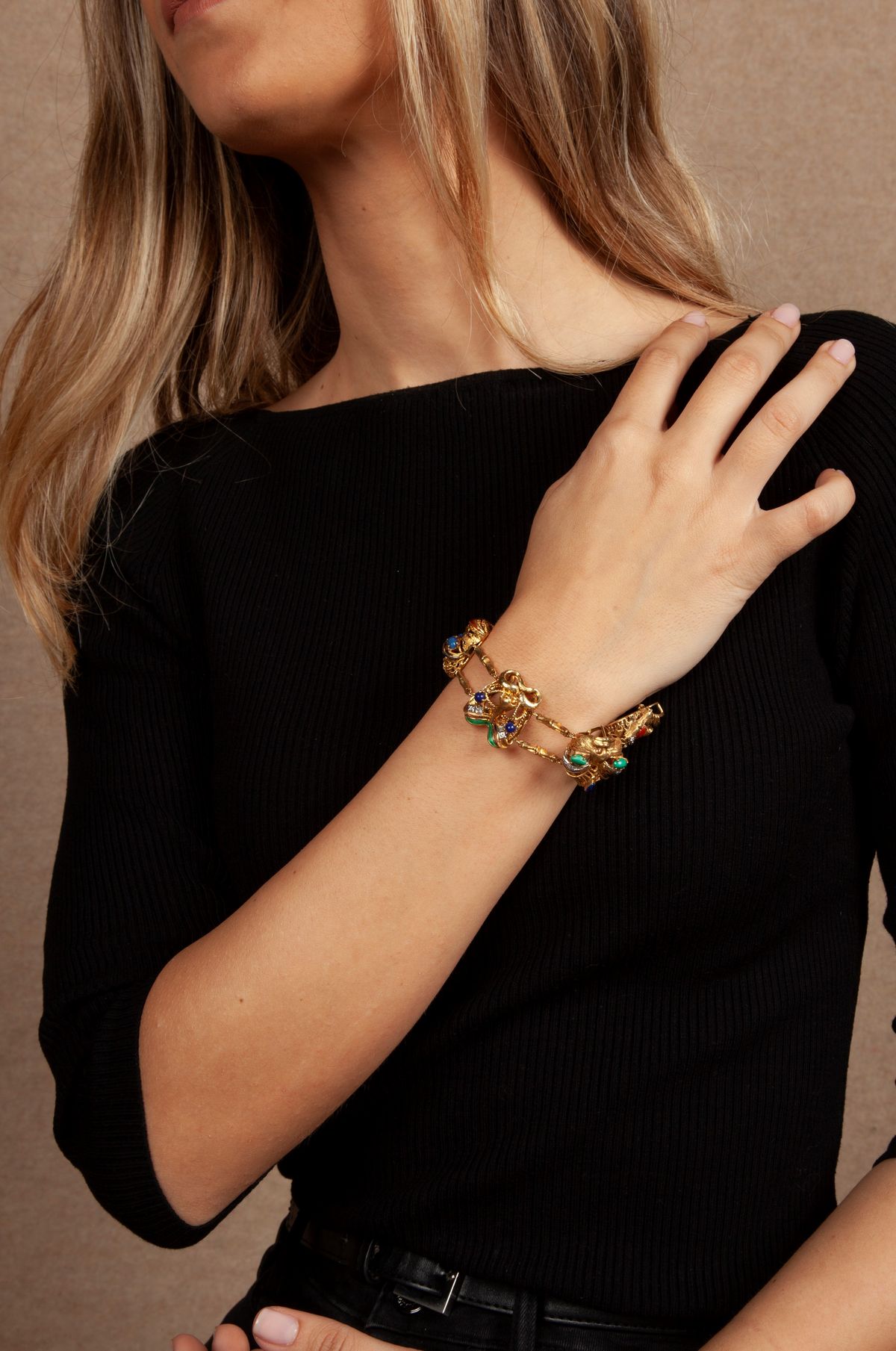 Bracciale Mascheroni in Oro Smalti e Pietre