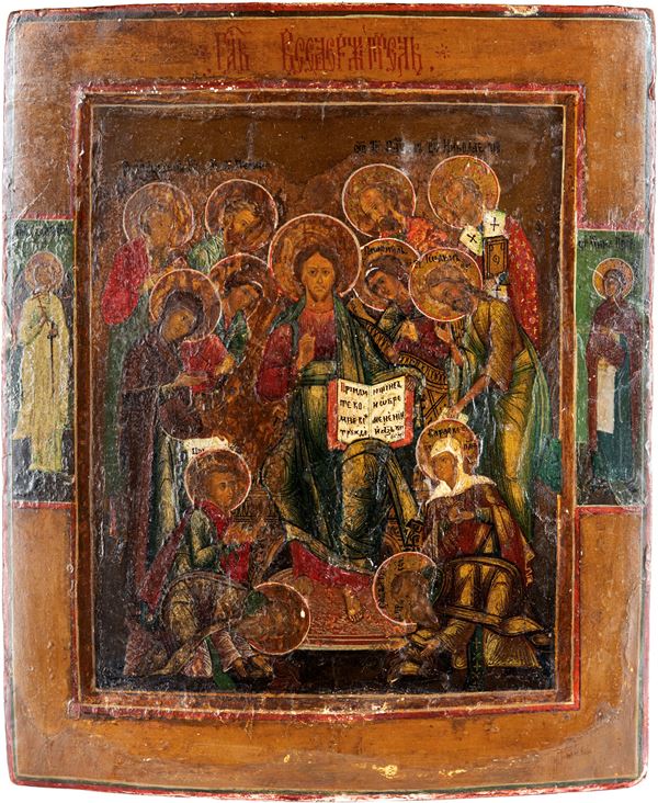 Scuola russa, fine del XVIII secolo - Cristo in trono e Santi