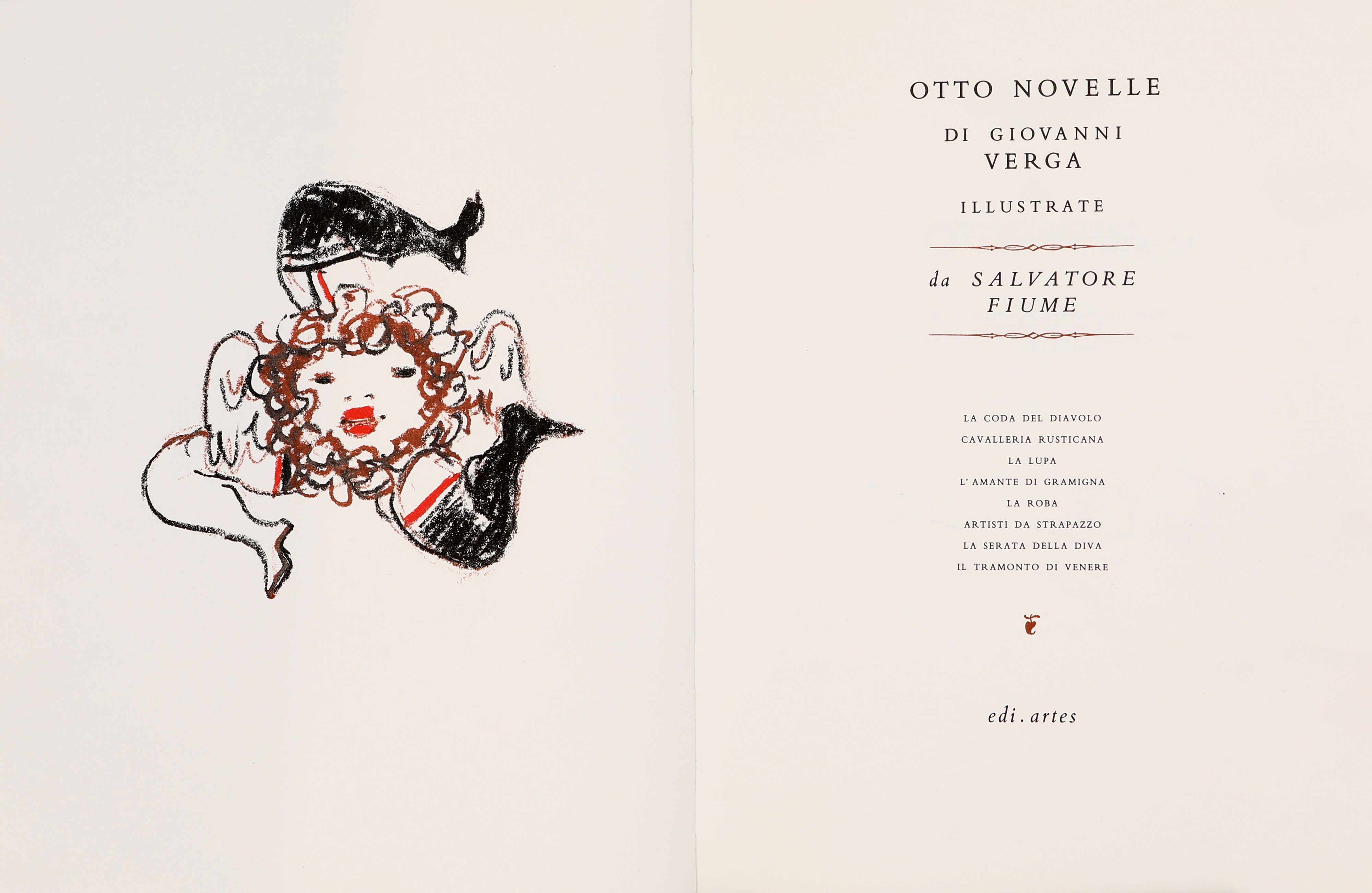 Giovanni Verga - Otto Novelle Illustrate da Salvatore Fiume. Esemplare con Firma Autografa del Ma...
