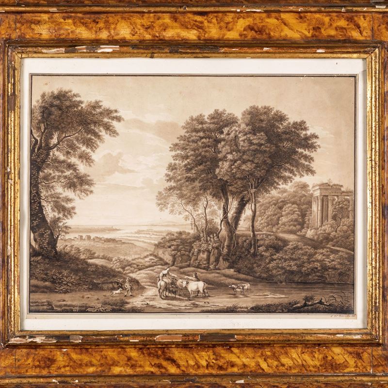 Alessandro Castelli - Paesaggio Arcadico con Mandria al Pascolo