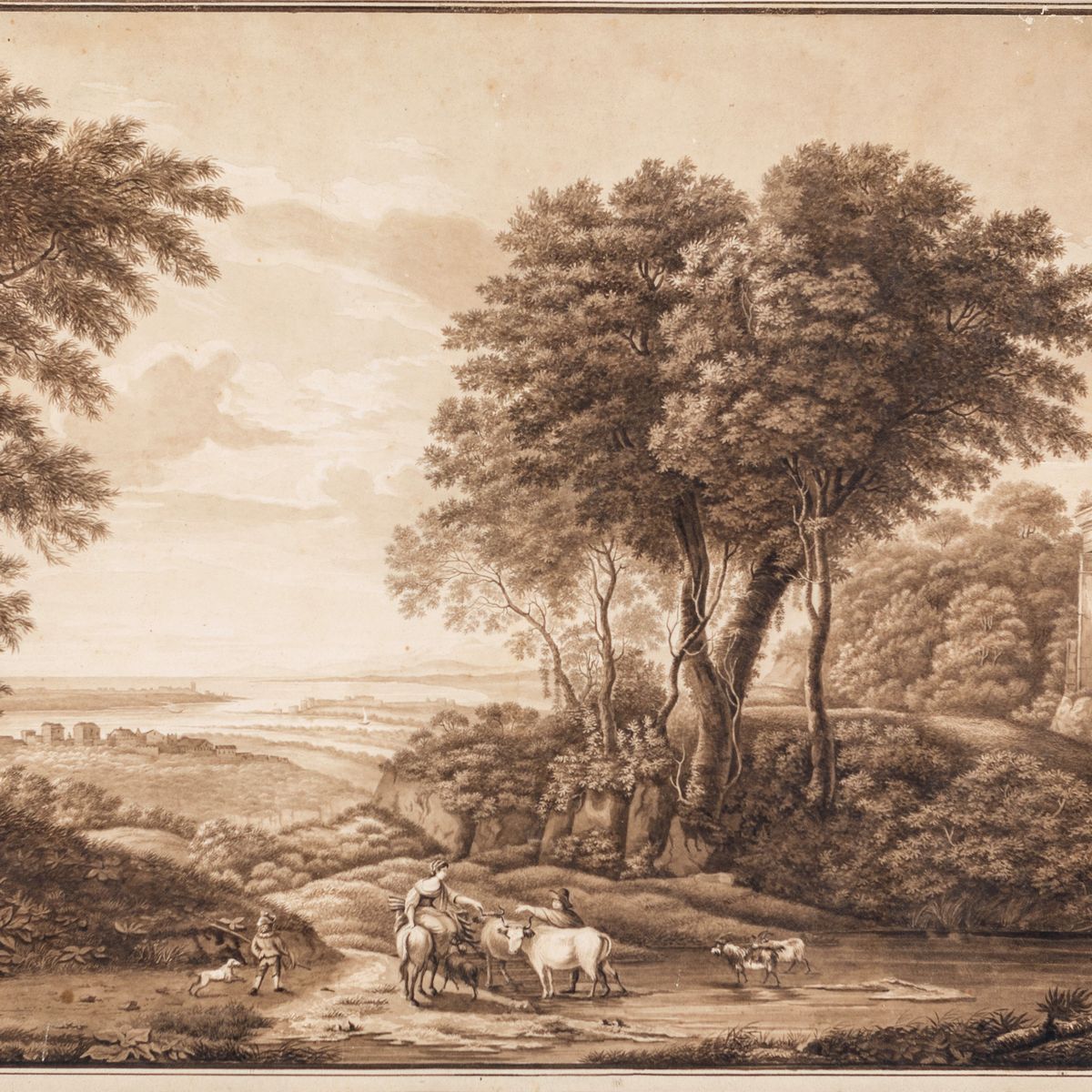 Alessandro Castelli - Paesaggio Arcadico con Mandria al Pascolo