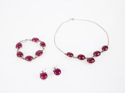 Parure Collana Bracciale e Orecchini in Metallo e Pietra Dura
