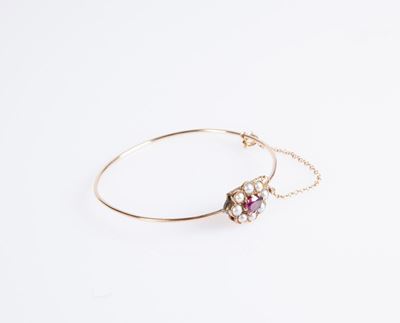 Bracciale Antico in Oro Ametista e Microperle