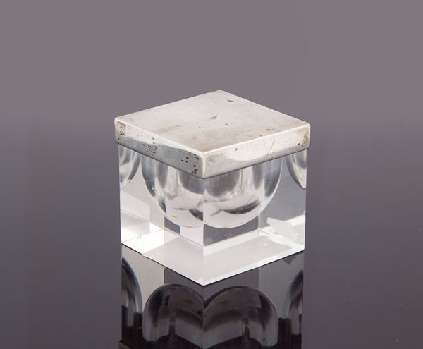 Pasquali - Porta attache in plexiglass con coperchio in argento 800/000