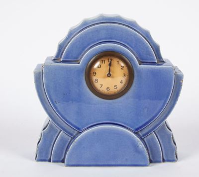 Saint Clement France - Orologio da Tavolo a Carica Meccanica con Cassa in Ceramica Dipinta 1930/4...