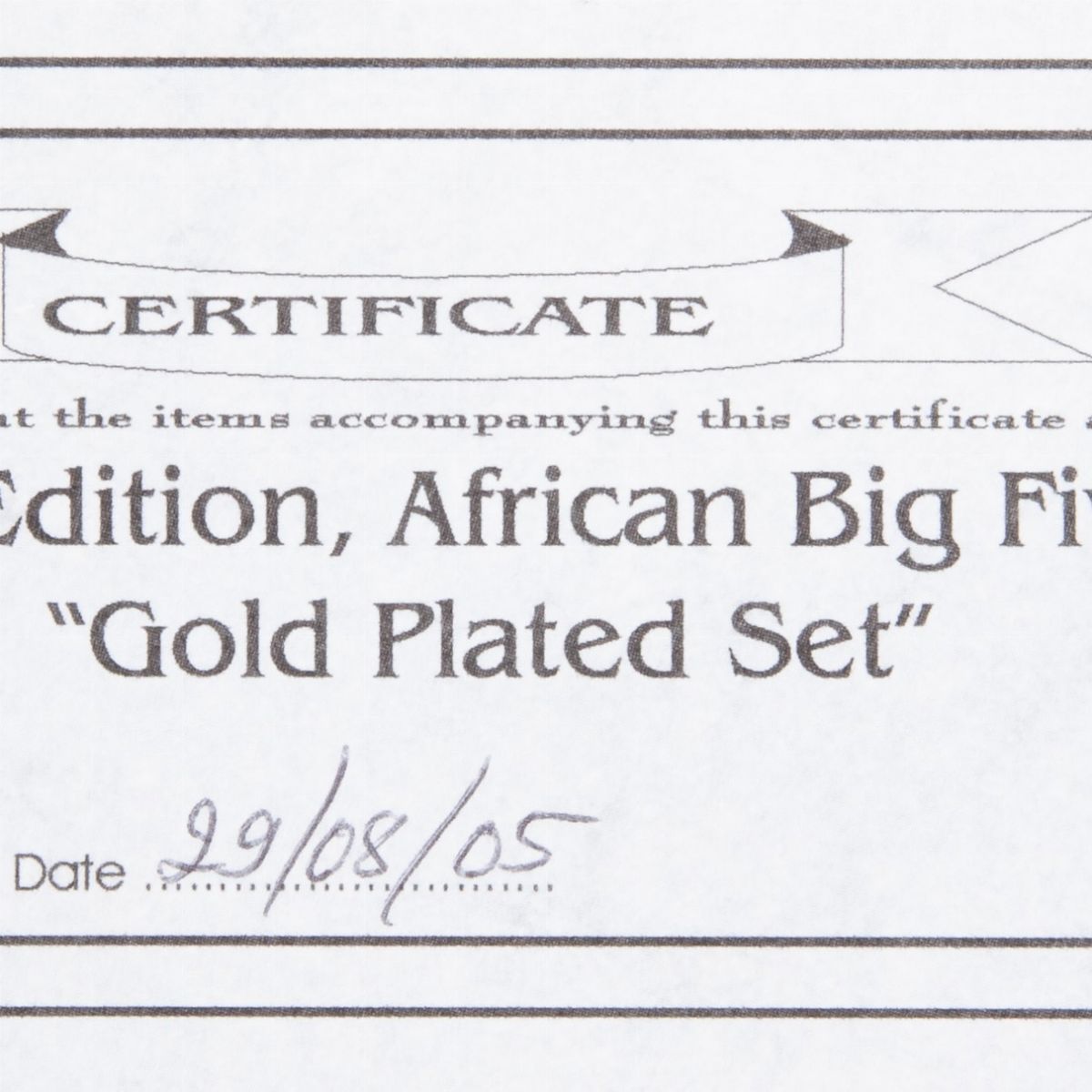 Set 5 Medaglie in Metallo Dorato Proof "african Big Five Gold Plated Set 2004 Edition" Sud Africa
