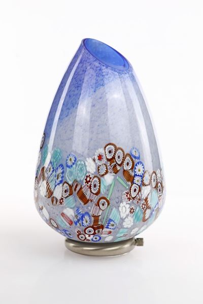 Lampada da Tavolo in Vetro con Murrine Multicolore, la Murrina