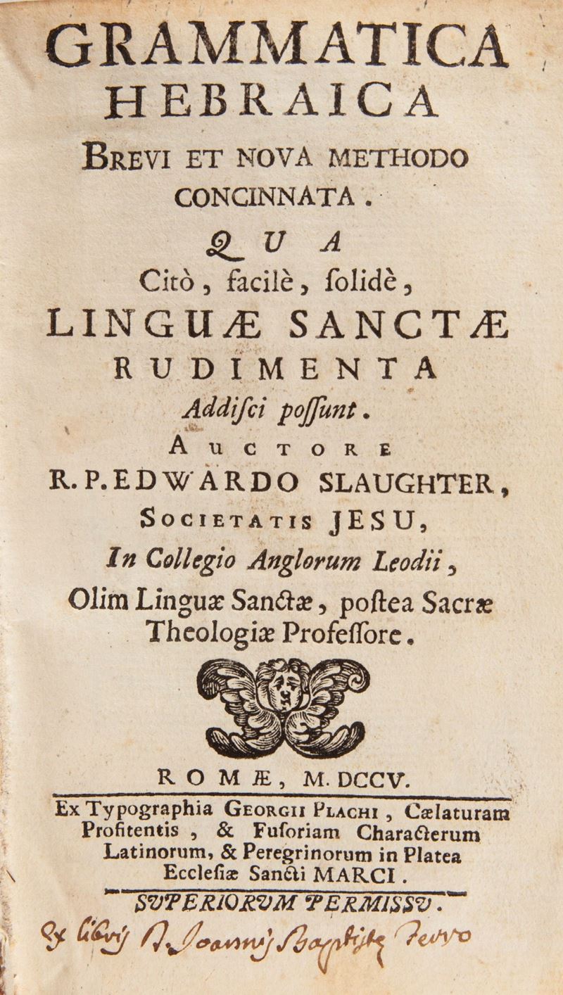 Edward Slaughter - Grammatica Hebraica Brevi Et Nova Methodo Concinnata Qua Citò, Facilè, Solidè,...
