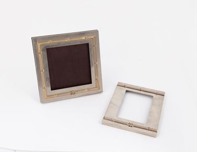 Gucci, Due Cornici Portafoto Vintage in Metallo Argentato