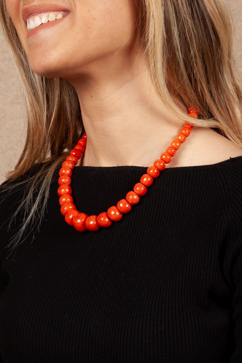 Collana in Corallo Rosso e Oro.